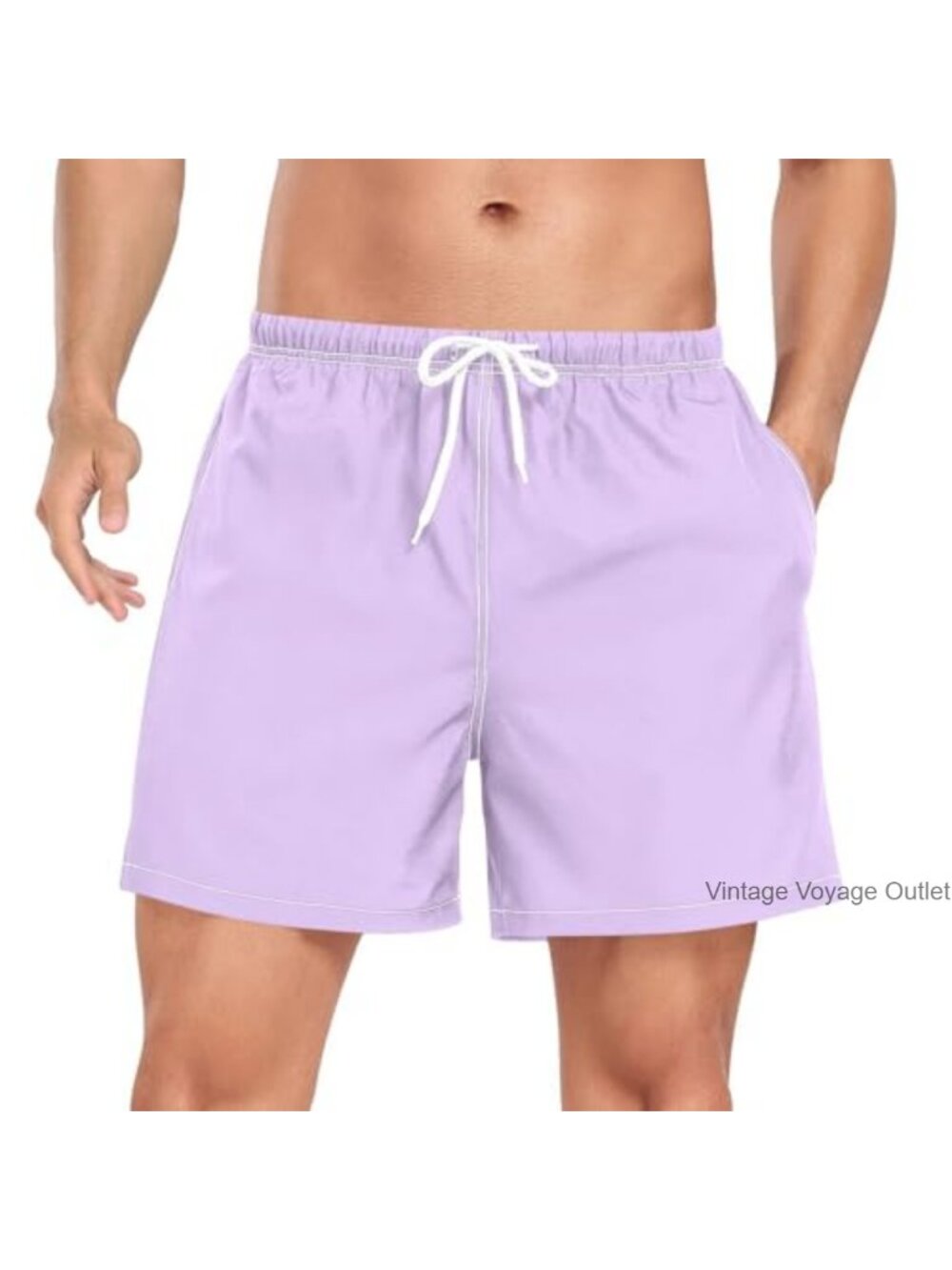 Men's Quick Dry Swim Trunks with Liner, 3 Pockets, Drawstring Waist